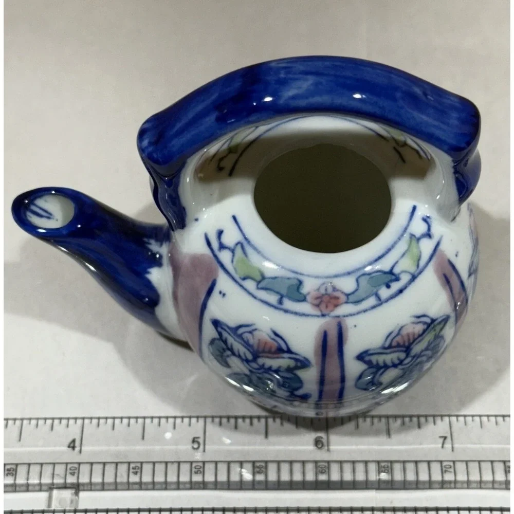 Vtg BEN RICKERT Miniature Teapot with Lid‎ SIGNED Round Shape Asian Style